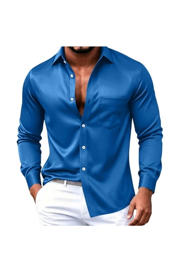 blue dress shirt walmart Satin Mens casual dress shirts for men Ellee Maxi Dress Blue collection: VICIALLSTARS designed for comfort and Size:M (8/10/12)