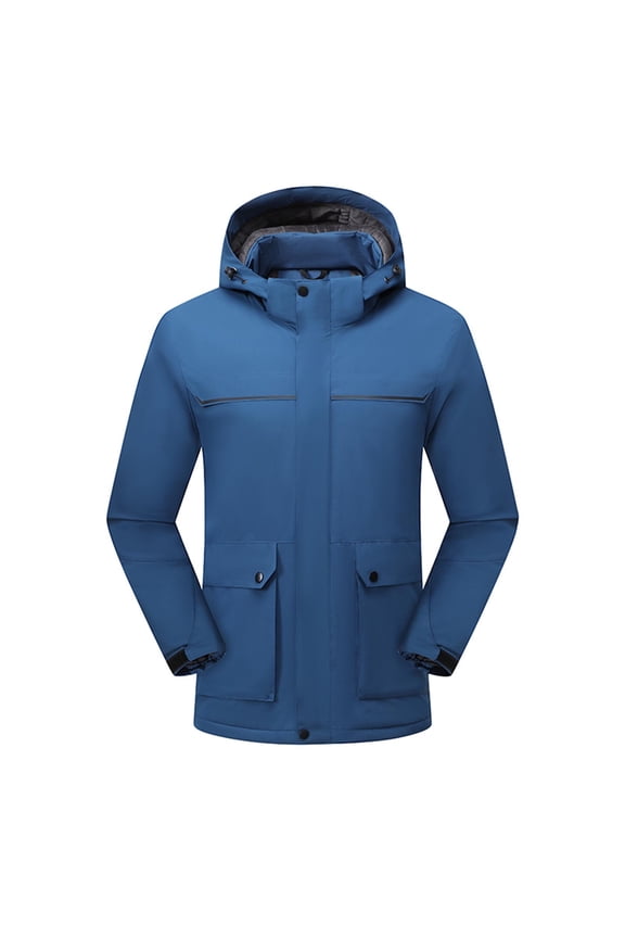 Mens Skiing Jackets with Hooded Snowboarding Fleece Liner Thicken Parka Coats Windproof Winter Raincoat Multi Pockets
