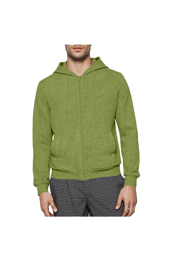 Mens Sweatshirt with Arm Zipper Pockets Jackets Full Zip Hoodie Solid Casual Long Sleeve Cotton Hooded Jacket Outwear
