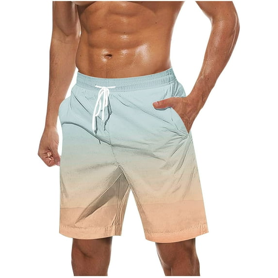 zfhfof Mens Swim Trunks Quick Dry Summer Hawaiian Beach Shorts with Pockets Drawstring Board Shorts for Men