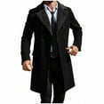 thumbnail image 1 of zfhfof Mens Trench Coat Double Breasted Notched Collar Fleece Jacket Slim Fit Fall Winter Fuzzy Pea Coats Warm Overcoat, 1 of 5