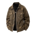 thumbnail image 1 of zfhfof Mens Trucker Jackets Vintage Windbreaker Jackets Casual Zip Up Cargo Coat Loose Comfy Lapel Shacket Outerwear with Pockets, 1 of 2