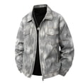 thumbnail image 1 of zfhfof Mens Trucker Jackets Vintage Windbreaker Jackets Casual Zip Up Cargo Coat Loose Comfy Lapel Shacket Outerwear with Pockets, 1 of 2