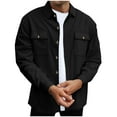 thumbnail image 1 of zfhfof Mens Waffle Shirt Jacket Casual Button Down Shirts Long Sleeve Shacket Lightweight Overshirts with Flap Pockets, 1 of 7