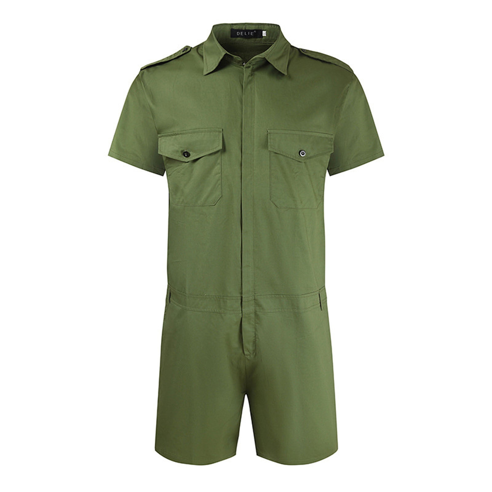 zfhfof Mens Zip-Front Shorts Coverall Short Sleeve Casual Overalls Work Wear One Piece Slim Fit Rompers Jumpsuits with Chest Pockets