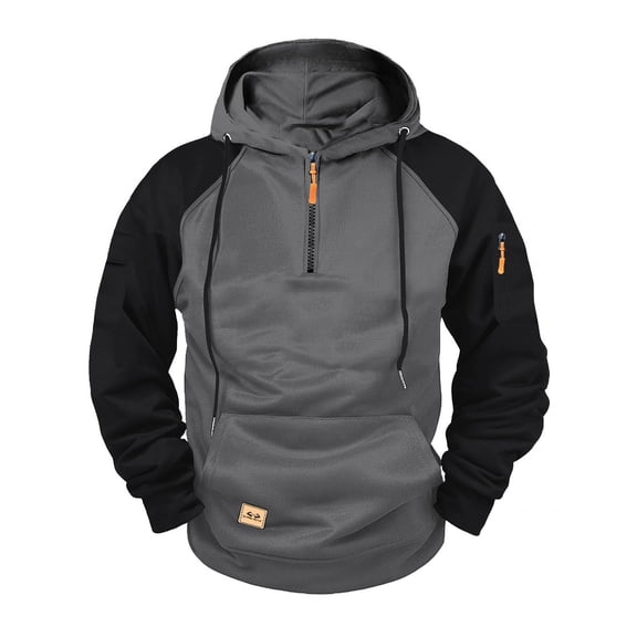zfhfof Tactical Hoodies for Men Quater Zip Pullover Color Block Sweatshirt Casual Long Sleeve Cargo Hoodies with Pocket
