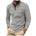 thumbnail image 1 of zfhfof Zipper Polo Shirts for Men Slim Fit Shirts Casual Stretch Waffle Knit Athletic Golf Tennis T-Shirt Tops, 1 of 5