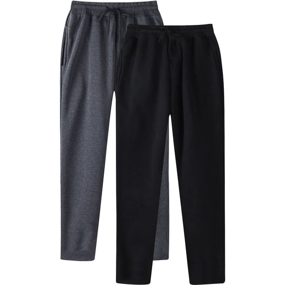 zfwon 2 PC Mens Tracksuit Bottoms Mens Solid Color Elastic Waist Drawstring Sweatpants Lightweight Casual Loose Straight Leg Trousers Running Gym Training Athletic Pants