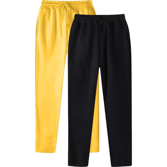 zfwon 2 PC Mens Tracksuit Bottoms Mens Solid Color Elastic Waist Drawstring Sweatpants Lightweight Casual Loose Straight Leg Trousers Running Gym Training Athletic Pants