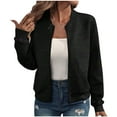 thumbnail image 1 of zfwon Bomber Jackets for Women Lightweight Textured Jacket Women's Casual Solid Color Long Sleeve Zip Up Jacket Coat Soft Cardigan Sweater Pullover Outerwear Top, 1 of 7