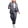 thumbnail image 1 of zfwon Casual Tracksuit for Women Corduroy 2 Pieces Sweatsuit Tracksuit Long Sleeve Lapel Button Down Shirt Jacket & Trousers Plus Size Co Ord Sets Activewear Casual Leisure Wear, 1 of 5