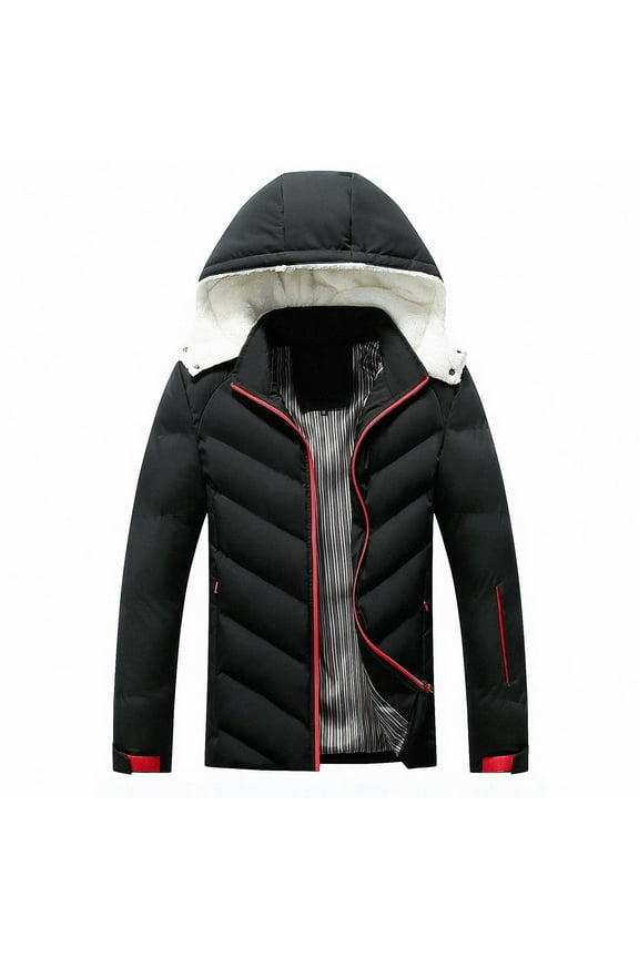 Coats for Men UK Plus Size Fall Wnter Down Jackets Thermal Full Zip Hoodies Fashion Solid Color Long Sleeve Overcoats Outdoor Warm Windbreaker Puffer Outerwear with Pockets