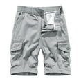 thumbnail image 1 of zfwon Cotton Cargo Shorts for Men Elastic Waist Cargo Combat Shorts Zipper Straight Leg Workwear Pants with Multi Pockets Summer Plain Casual Vacation Short Pants, 1 of 2