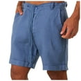 thumbnail image 1 of zfwon Cotton Linen Shorts for Men Summer Button Zipper Drawstring Shorts with Pockets Breathable Lightweight Smart Casual Work Holiday Clothes Beach Short Pants, 1 of 1