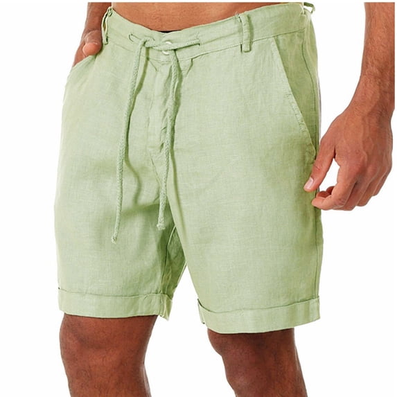 zfwon Cotton Linen Shorts for Men Summer Button Zipper Drawstring Shorts with Pockets Breathable Lightweight Smart Casual Work Holiday Clothes Beach Short Pants