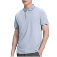 thumbnail image 1 of zfwon Golf Men Polos Shirts Lightweight Oversized Smart Casual Short Sleeve Tops Trendy Summer Work Business Tee Tops Breathable Turndown Collar Colorblock Pullover, 1 of 5