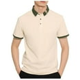 thumbnail image 1 of zfwon Golf Men Polos Shirts Lightweight Oversized Smart Casual Short Sleeve Tops Trendy Summer Work Business Tee Tops Breathable Turndown Collar Colorblock Pullover, 1 of 5