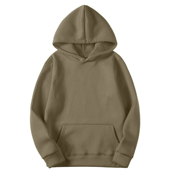 zfwon Hoodies for Women Classic Plain Hooded Sweatshirt Solid Colour Long Sleeve Crew Neck Pullover Lightweight Casual Comfy Hoodie Sweater with Pockets Soft Minimalist Jumpers