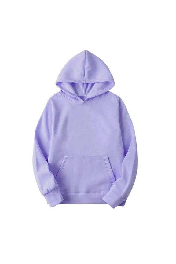 Hoodies for Women Classic Plain Hooded Sweatshirt Solid Colour Long Sleeve Crew Neck Pullover Lightweight Casual Comfy Hoodie Sweater with Pockets Soft Minimalist Jumpers