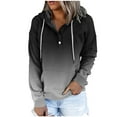 thumbnail image 1 of zfwon Hoodies for Women Printed Long Sleeve Sweatshirt Pullover Button Up V Neck Hooded Sweatshirt with Pocket Drawstring Autumn Winter Thermal Plain Jumper Tops, 1 of 6