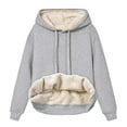 thumbnail image 1 of zfwon Hoodies Womens Casual Winter Warm Fleece Sherpa Lined Pullover Plain Hooded Sweatshirt Solid Colour Long Sleeve Drawstring Jumpers Tops Thermal Underwear with Kangaroo Pocket, 1 of 4