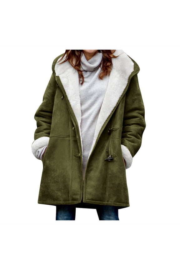Ladies Parka Jackets Padded Thermal Overcoat Winter Fleece Lined Coats Zip Button Hooded Long Sleeve Jacket Solid Color Drawstring Waist Quilted Winter Warm Waterproof Outerwear