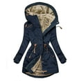 thumbnail image 1 of zfwon Ladies Parka Jackets Padded Thermal Overcoat Winter Fleece Lined Coats Zip Button Hooded Long Sleeve Jacket Solid Color Drawstring Waist Quilted Winter Warm Waterproof Outerwear, 1 of 2