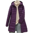 thumbnail image 1 of zfwon Lightweight Padded Jackets for Women Long Hooded Puffer Jacket Slim Fit Thin Puffer Coat Long Sleeve Quilted Down Jacket Autumn Winter Warm Coats Waterproof Outerwear, 1 of 9