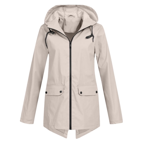 zfwon Long Rain Coats for Women Waterproof Solid Womens Waterproof Jackets Lightweight Hooded Rain Jacket Loose Hooded Raincoat Lightweight Ladies Drawstring Zipper Coats