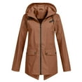 thumbnail image 1 of zfwon Long Rain Coats for Women Waterproof Solid Womens Waterproof Jackets Lightweight Hooded Rain Jacket Loose Hooded Raincoat Lightweight Ladies Drawstring Zipper Coats, 1 of 4