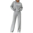 thumbnail image 1 of zfwon Lounge Wear Co Ord Sets for Women 2 Piece Outfits Autumn and Winter Casual Loose Knitting Suit Sweater Hooded Jumpers and Wide Leg Pants Pjs Sets Sleepwear Homewear Matching Set, 1 of 5