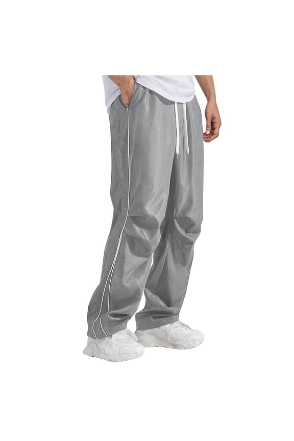 Men Track Pants Wide Leg Drawstring Elastic Waist Trousers Lightweight Tracksuit Bottoms Quick Dry Cycling Running Trousers Fashion Workout Sports Pants with Pockets Fall Winter