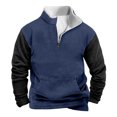 thumbnail image 1 of zfwon Men's 1/4 Zip Sweatshirts Fleece Pullover Oversized Stand Collar Long Sleeve Jumpers Thermal Warm Sweater Fashion Quarter Zip Pullover Casual Patchwork Tops with Pocket, 1 of 3
