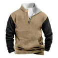 thumbnail image 1 of zfwon Men's 1/4 Zip Sweatshirts Fleece Pullover Oversized Stand Collar Long Sleeve Jumpers Thermal Warm Sweater Fashion Quarter Zip Pullover Casual Patchwork Tops with Pocket, 1 of 3