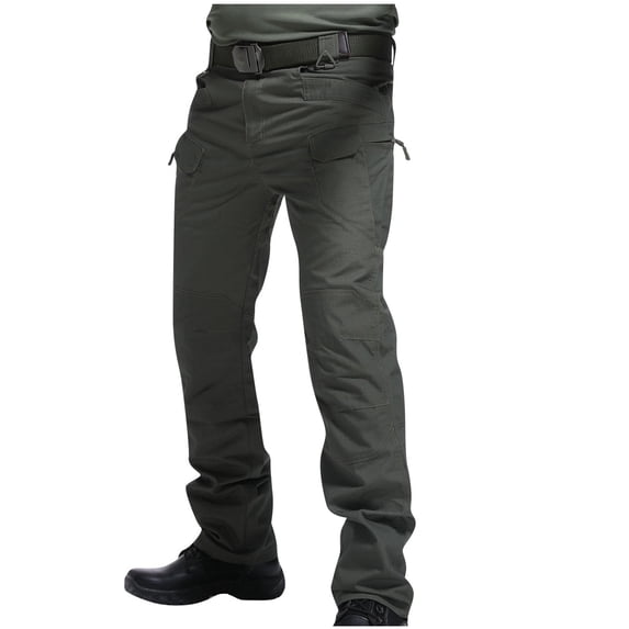 zfwon Men's Cargo Trousers Plus Size Waterproof Multi Pockets Work Pants Lightweight Plain Color Outdoor Camping Hiking Running Pants Casual Loose Daily Wear Trousers