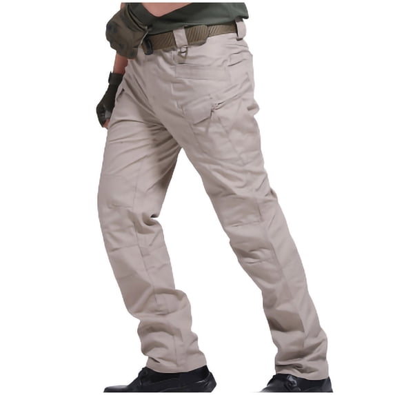 zfwon Men's Cargo Trousers Plus Size Waterproof Multi Pockets Work Pants Lightweight Plain Color Outdoor Camping Hiking Running Pants Casual Loose Daily Wear Trousers
