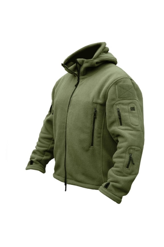 Men's Jackets Winter Fleece Windproof Work Coats Long Sleeve Full Zip Sweater Trendy Solid Color Warm Tops Outdoor Hiking Camping Hunting Athletic Sport Jacket with Pockets