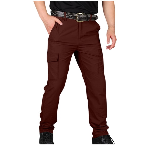 zfwon Men's Outdoor Cargo Work Trousers Oversized Quick Dry Solid Color Work Pants Lightweight Straight Leg Waterproof Hiking Trousers Climbing Camping Walking Travel Bottoms