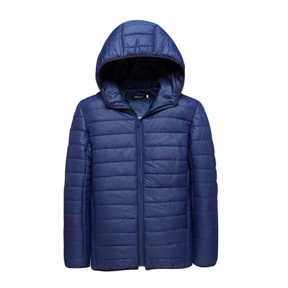 zfwon Men's Puffer Jackets Lightweight Down Coats with Hooded Oversized Zip Up Outerwear Solid Color Long Sleeve Coats Thermal Casual Warm Winter Jackets with Pockets