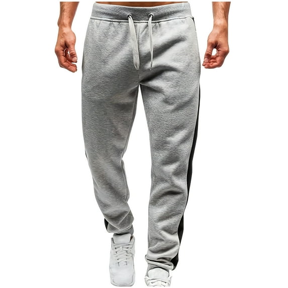 zfwon Men's Tracksuit Bottoms Loose Color Block Elastic Waist Sweatpants with Zip Pockets Comfy Wide Leg Straight Trousers Casual Outdoor Running Jogging Activewear
