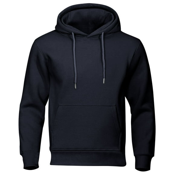 zfwon Mens Basic Hoodies Solid Color Long Sleeve Sweatshirts with Pocket Soft Fleece Drawstring Pullover Casual Loose Work Jumpers Comfortable Warm Leisure Workwear Tops