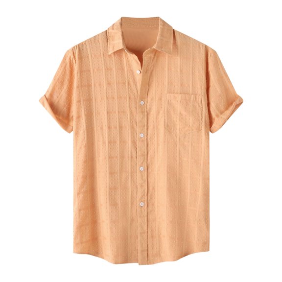 zfwon Mens Button Down Short Sleeve Shirt Summer Casual Solid Color Loose Lapel Collar Tops Lightweight Breathable Hawaii T-Shirts Fashion Quick Dry Hawaiian Beach Tops