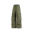thumbnail image 1 of zfwon Mens Cargo Pants Lightweight Elastic Waist Bottoms Open Hem Wide Leg Trousers Loose Fit Plain Windproof Pants with Multi Pockets Workout Running Sports Activewear, 1 of 8
