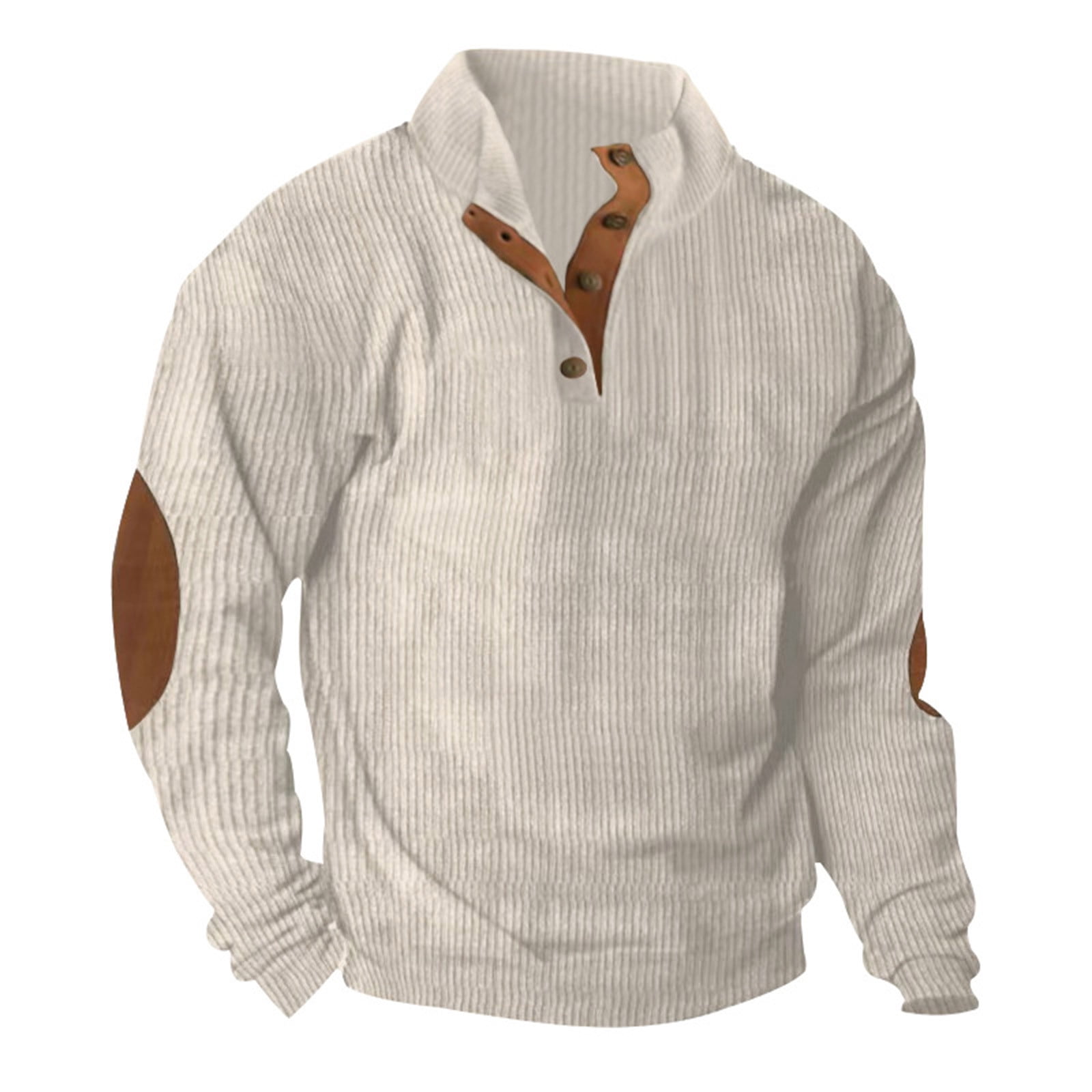 zfwon Mens Corduroy Sweatshirts Long Sleeve 1/4 Buttons Jumpers