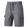 thumbnail image 1 of zfwon Mens Cotton Cargo Shorts Summer Elastic Waist Drawstring Work Shorts with Multi Pockets Fashion Plain Lightweight Outdoor Hiking Running Athletic Short Trousers, 1 of 1