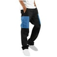 thumbnail image 1 of zfwon Mens Cotton Cargo Trousers Elasticated Waist Drawstring Pants Multiple Pockets Cargo Pants Fall Winter Casual Loose Sweatpants Outdoor Running Hiking Activewear, 1 of 7