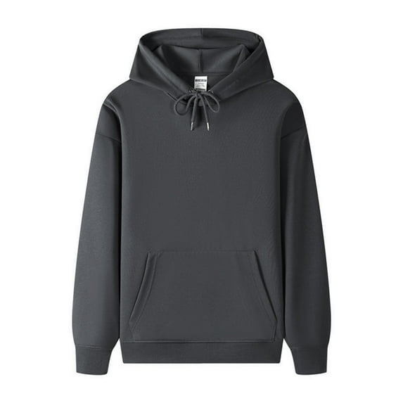 zfwon Mens Cotton Hoodies Oversized Plain Color Long Sleeve Pullover Hooded Fleece Hoody Adults Sweatshirts with Pocket Softy Mens Long Sleeve Shirts Drawstring Hooded Sweatshirt