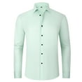 thumbnail image 1 of zfwon Mens Dress Shirts Solid Color Long Sleeve Lapel Tops Button Down Business Casual Regular Fit Shirt Lightweight Formal Wedding Prom Tops Wrinkle Free Blouse, 1 of 2