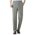 thumbnail image 1 of zfwon Mens Elasticated Waist Pants Dress Straight Leg Suit Trousers Quick Dry Casual Business Office Work Basic Long Leg Trousers Loose Solid Color Daily Wear Pants with Pockets, 1 of 9