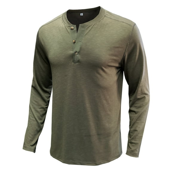 zfwon Mens Henley T Shirts Long Sleeve Crew Neck Tops Casual Henley T-Shirts Smart Buttons Slim Fit Polos Pullover Lightweight Gym Running Breathable Basic Tops